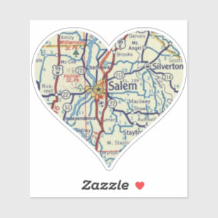 Pegatina Mapa de salem o vintage de amor