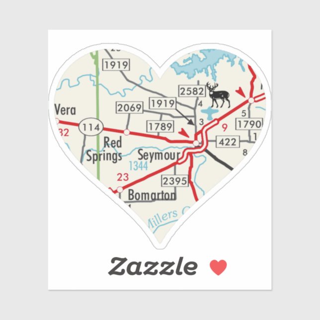 Pegatina Mapa de Seymour Texas (Hoja)