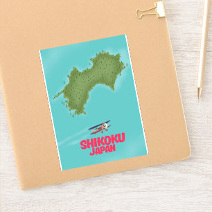 Pegatina Mapa de Shikoku Japón