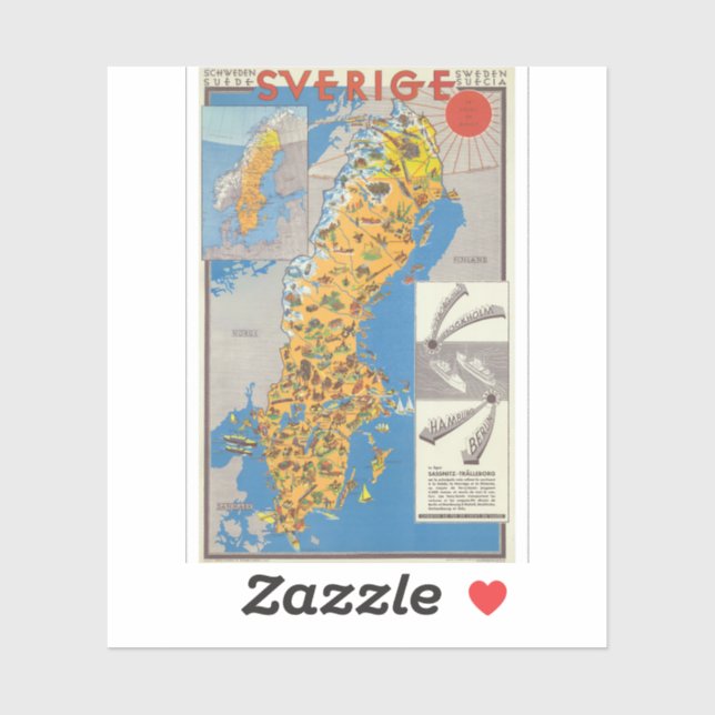 Pegatina Mapa de Suecia (Hoja)