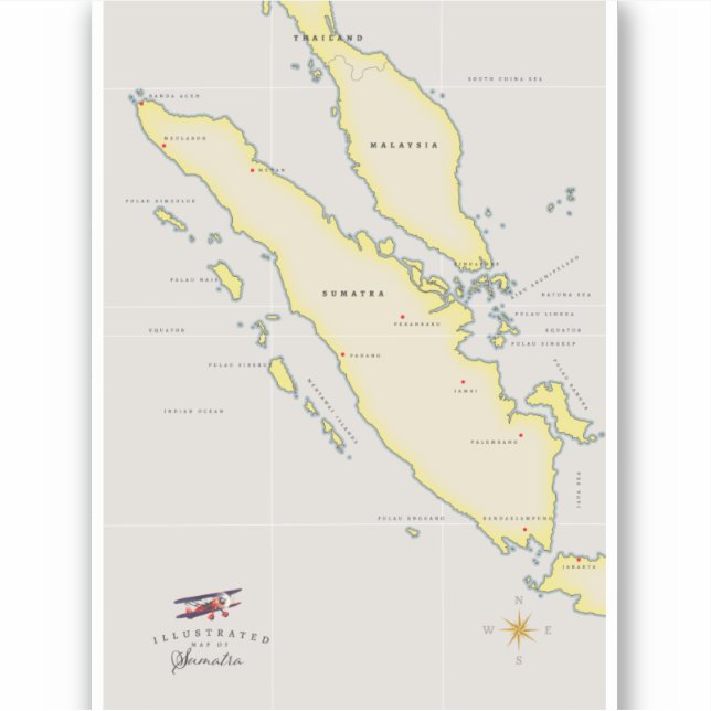 Pegatina Mapa de Sumatra (Anverso)