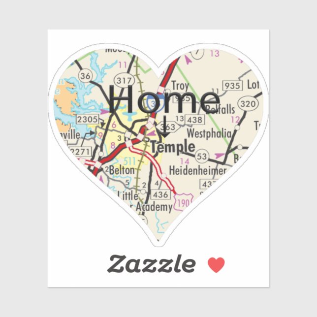 Pegatina Mapa de Temple Texas (Hoja)