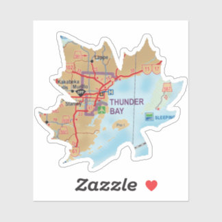 Pegatina Mapa de Thunder Bay Ontario