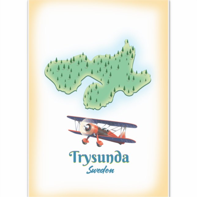 Pegatina Mapa de Trysunda Suecia (Anverso)