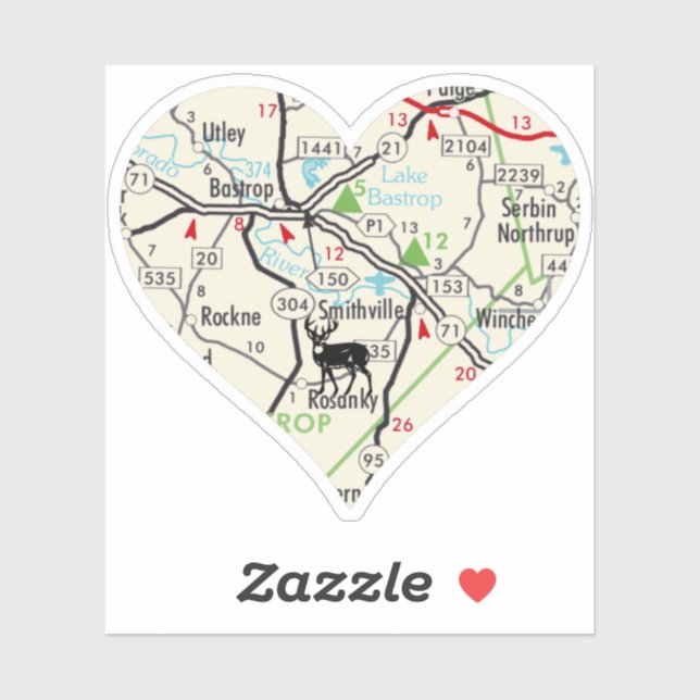Pegatina Mapa de TX de Bastrop (Hoja)