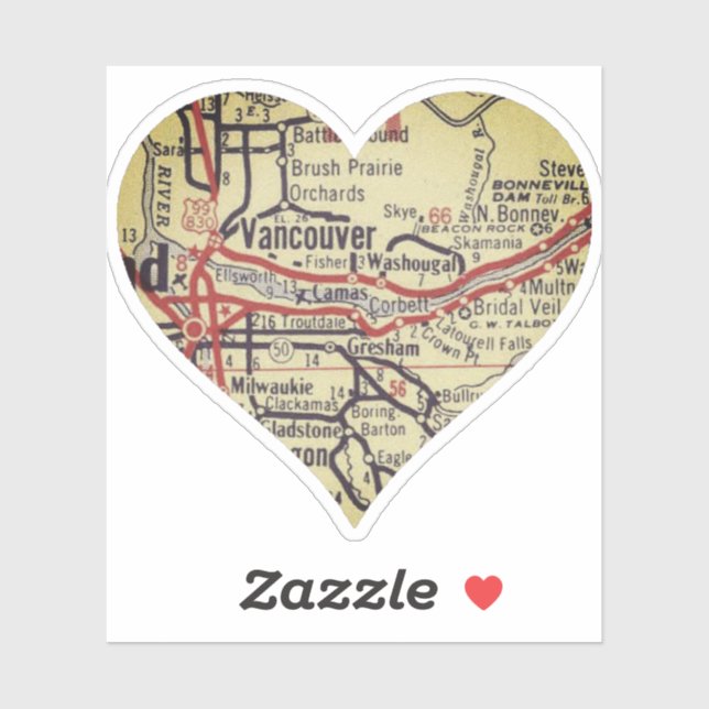 Pegatina Mapa de Vancouver WA (Hoja)