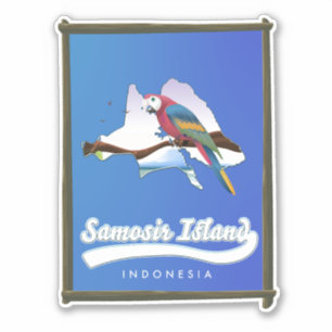 Pegatina Mapa de viaje a la isla de Samosir Indonesia