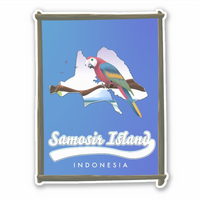 Pegatina Mapa de viaje a la isla de Samosir Indonesia (Anverso)