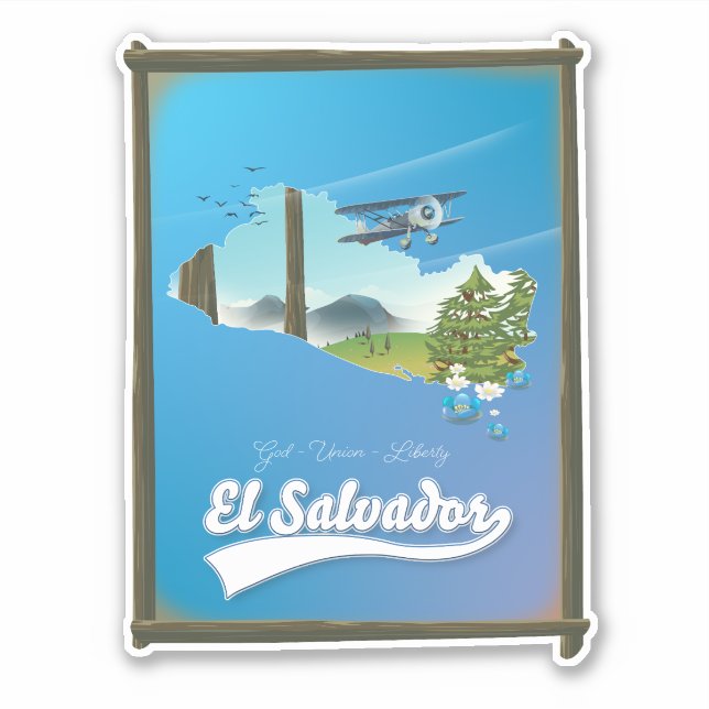 Pegatina Mapa de viaje de El Salvador (Anverso)