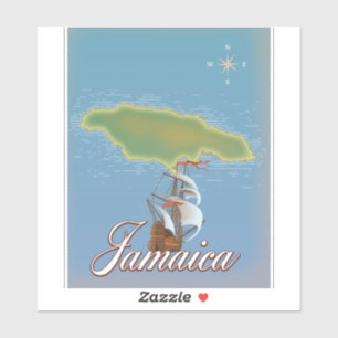 Pegatina mapa de viaje de Jamaica