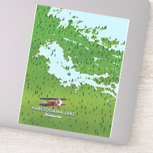 Pegatina Mapa de viaje del lago Kabetogama, Minnesota, EE. 