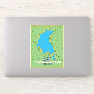 Pegatina Mapa de viaje del lago Thingvallavatn Islandia