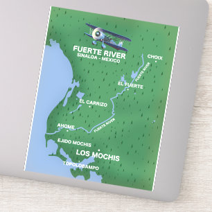 Pegatina Mapa de viaje del río Fuerte Sinaloa, México