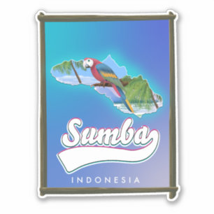 Pegatina Mapa de viajes de la Isla Sumba Indonesia