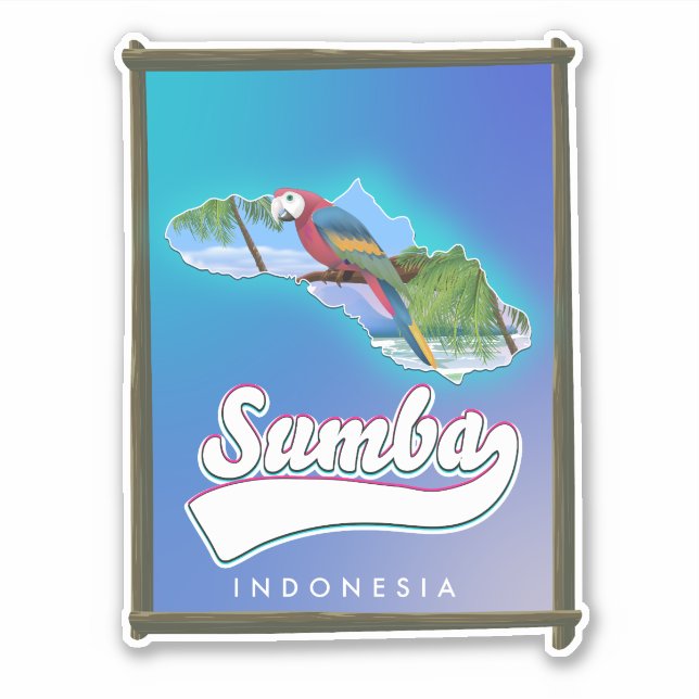 Pegatina Mapa de viajes de la Isla Sumba Indonesia (Anverso)