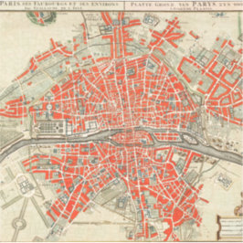 Pegatina Mapa de viajes de la Vieja París. Ciudad vieja. Re