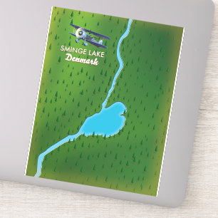 Pegatina Mapa de viajes de Sminge Lake Dinamarca