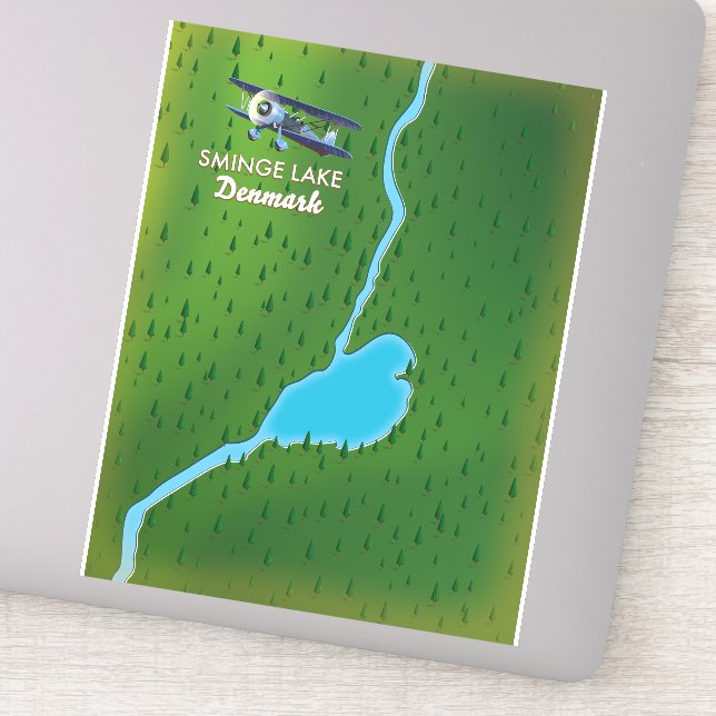 Pegatina Mapa de viajes de Sminge Lake Dinamarca (Detalle)