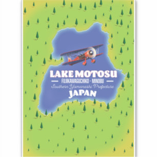Pegatina Mapa de viajes japoneses del lago Motosu.