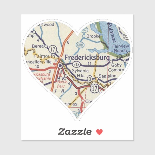 Pegatina Mapa de vinos de Fredericksburg Virginia (Hoja)