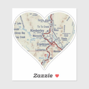 Pegatina Mapa de Vintage de Cranbrook BC