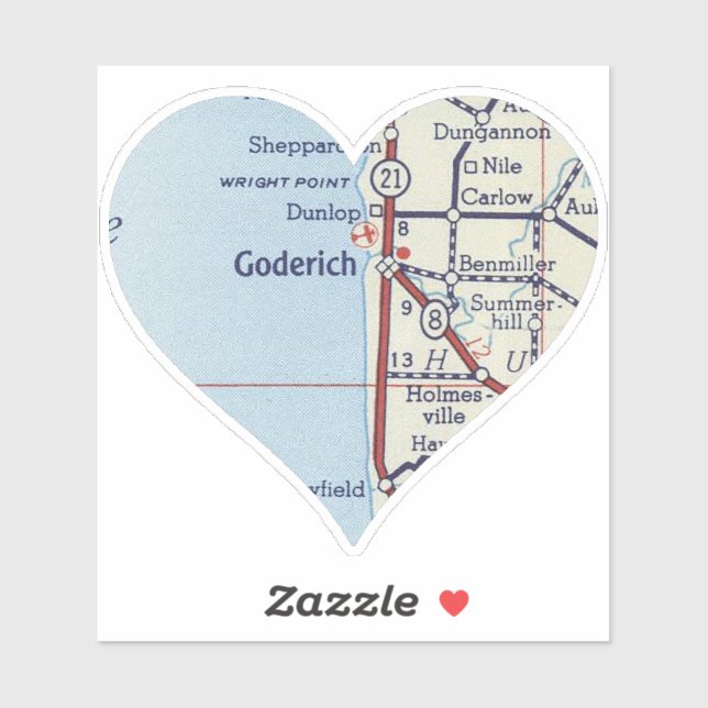 Pegatina Mapa de vintage de Goderich Ontario (Hoja)
