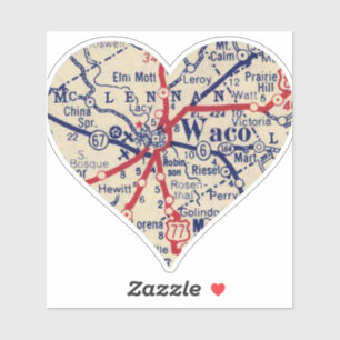 Pegatina Mapa de Vintage de Love Waco
