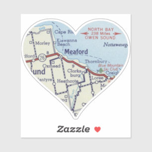 Pegatina Mapa de Vintage de Meaford Ontario