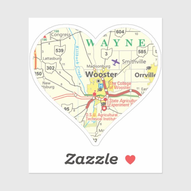 Pegatina Mapa de vintage de Wooster OH (Hoja)
