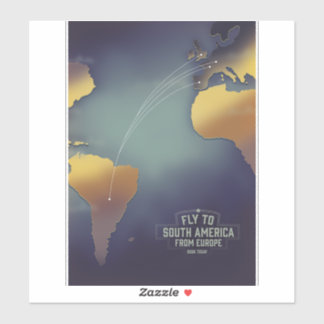 Pegatina Mapa de vuelos a Sudamérica desde Europa
