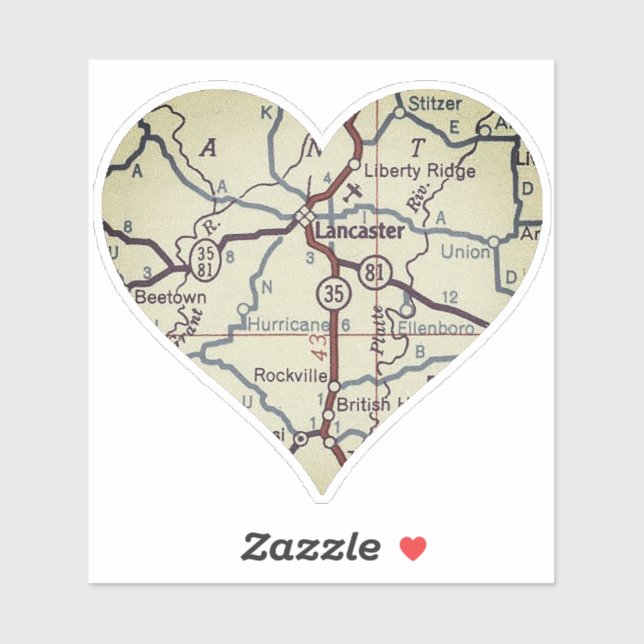 Pegatina Mapa de WI de Lancaster (Hoja)