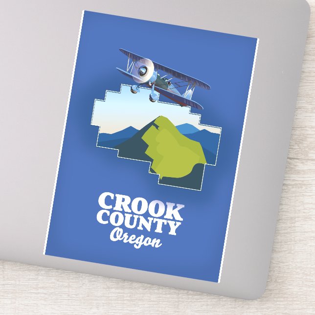 Pegatina mapa del condado de Crook Oregon (Detalle)