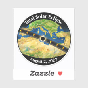 Pegatina Mapa del eclipse solar total de 2027