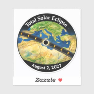 Pegatina Mapa del eclipse solar total de 2027