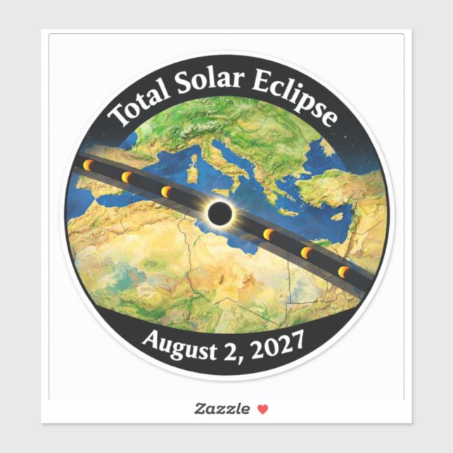 Pegatina Mapa del eclipse solar total de 2027 (Hoja)