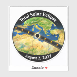 Pegatina Mapa del eclipse solar total de 2027