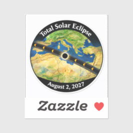 Pegatina Mapa del eclipse solar total de 2027