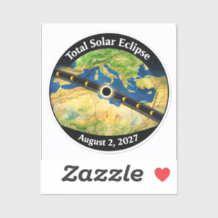 Pegatina Mapa del eclipse solar total de 2027