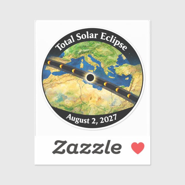 Pegatina Mapa del eclipse solar total de 2027 (Hoja)