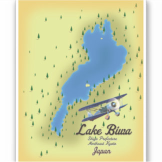 Pegatina Mapa del lago Biwa Japón