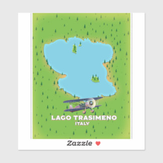 Pegatina Mapa del lago Lago Trasimeno Italia