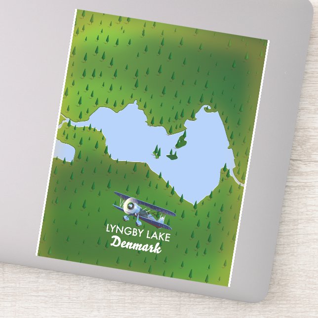 Pegatina Mapa del lago Lyngby Dinamarca (Detalle)