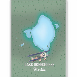 Pegatina Mapa del lago Okeechobee Florida.