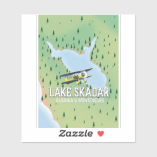 Pegatina Mapa del lago Skadar Albania y Montenegro