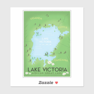 Pegatina Mapa del lago Victoria - arte de viaje del gran la