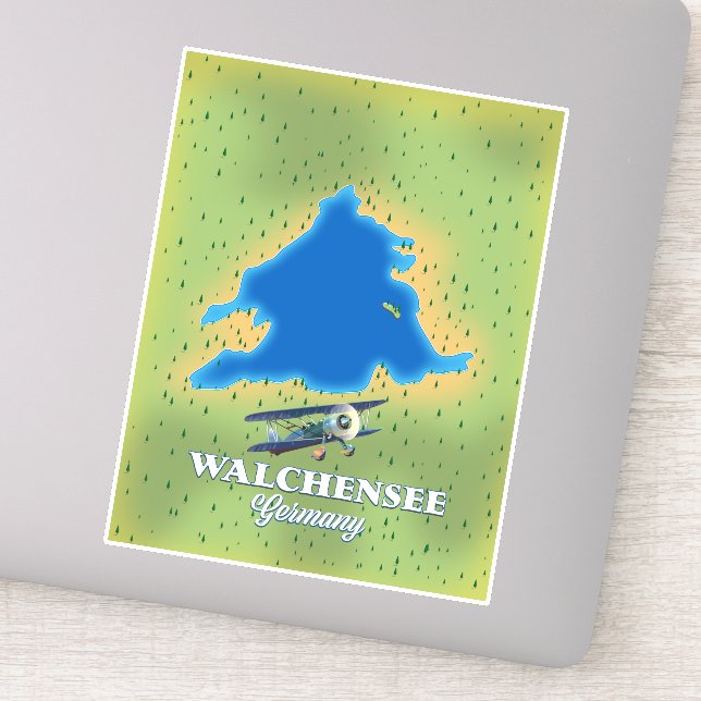 Pegatina mapa del lago Walchensee Alemania (Detalle)