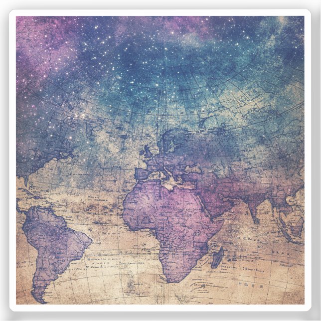 Pegatina Mapa del mundo de la época celestial (13) (Anverso)