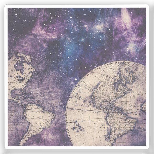 Pegatina Mapa del mundo de la época celestial (3) (Anverso)