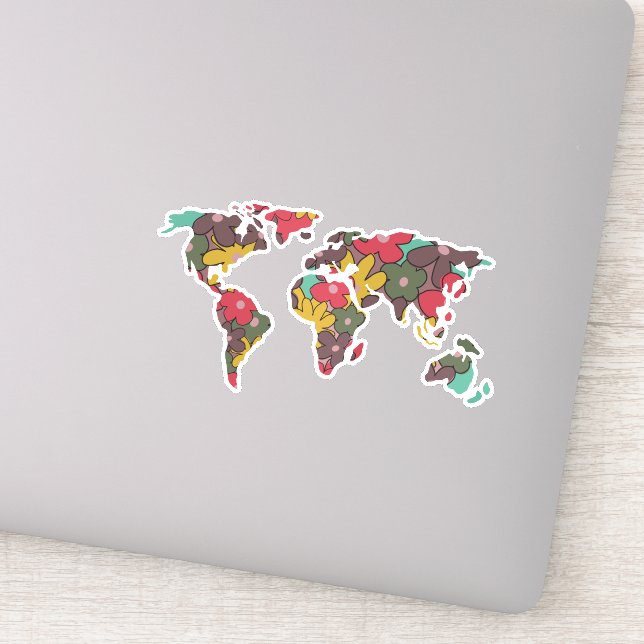 Pegatina Mapa del mundo de los viajes de las mujeres (Detalle)