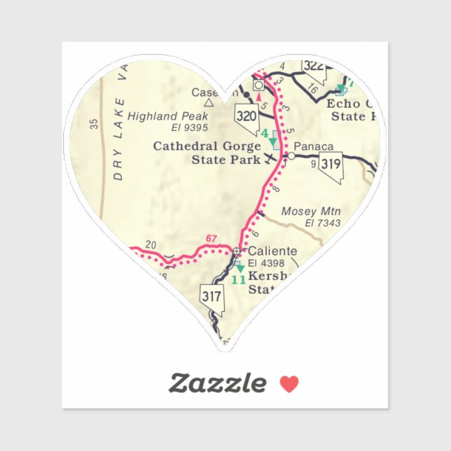 Pegatina Mapa del Parque Estatal de Gorge de Catedral (Hoja)